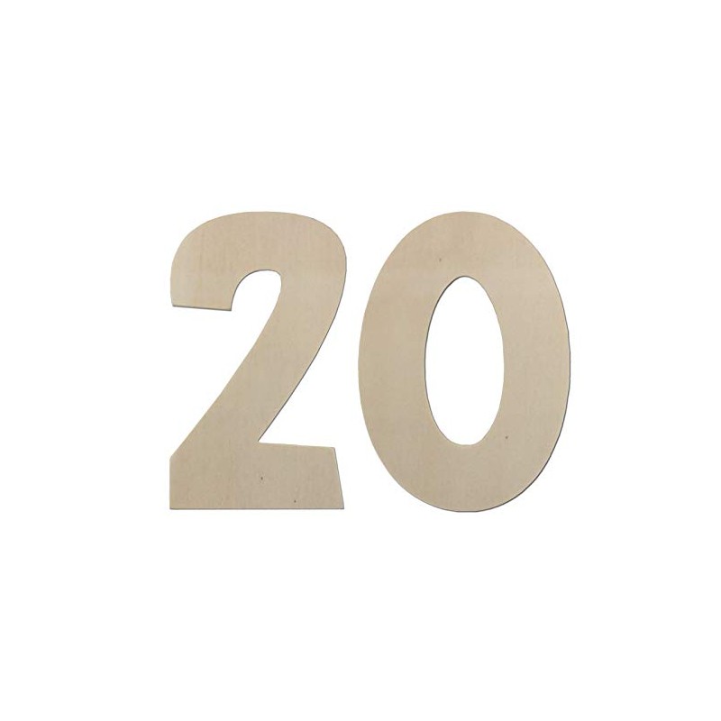 Kleenes Traumhandel Wooden Number 20 - Decorative Poplar Plywood Birthday