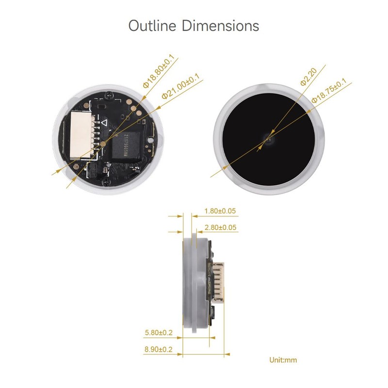 Waveshare Round 2D Codes Scanner Module, Barcode/QR Code Reader, with