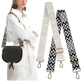 YOPEUC Pack of 2 Bag Straps Wide 3.8 cm, Bag Straps for Changing, Adjustable Length 75-145 cm, Shoulder Strap for Shoulder Bags, Carry Bags and Handbags, Shoulder Strap for Bags Wide, black