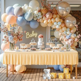 8FT Champagne Table Cloth Rectangle Tables No-Wrinkle & No-Slip Outdoor Tablecloth Spandex Stretch Fitted Table Cover for Wedding Birthday Banquet Kitchen Dinning Buffet Massage/DJ/Bar/Card Stand