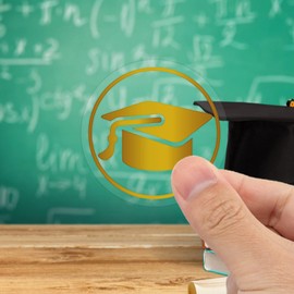 Wonmon Gold Graduation Hat Envelope Seals Stickers, Glitter Gold Clear Graduation Cap Envelope Stickers for Class of 2024 Grad Party Gifts Cards Present Decorations, 360PCS 1.5 inch