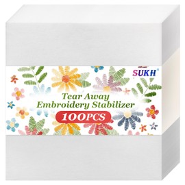 Sukh Tear Away Stabilizer - 100PCS Embroidery Stabilizer Embroidery Accessories Embroidery Fabric Square Embroidery Stabilizer for All Embroidery Crafts Hand Embroidery Lightweight Easy to Use