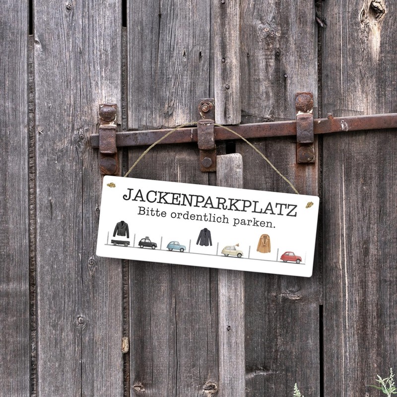 Jackenparkplatz Metallschild - Bitte ordentlich parken Humorvolles Blechschild für Bar