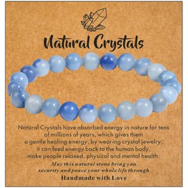 MAIBAOTA Blue Aventurine Bracelet, 8 mm Blue Bracelet for Women Men, Round Beaded Bracelets, Crystal Jewelry Gifts for Women Men