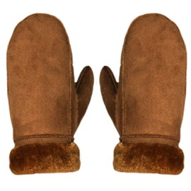 AiSi Women Winter Suede Thermal Mittens Fleece Lined Warm Gloves with Turn Back Cuff …