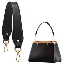 Bag Handle, Bag Handle, Replacement, Shoulder Belt, Made of PU Leather and Zinc Alloy, Removable, Self-Replaceable Handles, Black Handles, Simple and Easy to Match, Ideal for Leather Bags and Business
