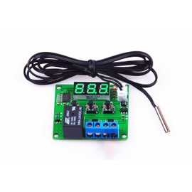 NOYITO Digital Temperature Controller Module -58℉ to +257 ℉ Temperature Control Switch NTC Waterproof Sensor Probe - Green LED Display Suitable for kinds of temperature control system (24V)