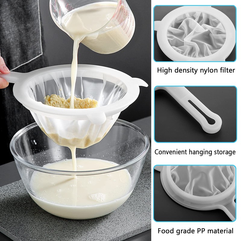 Kitchen Ultra-Fine Nylon Mesh Strainer Food Yogurt Mesh Sieve Plastic