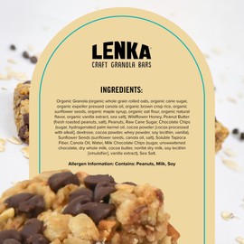 Lenka Bars - Peanut Butter & Chocolate Snack Bars, Gluten Free, High Fiber, Kosher, Wholesome, No Artificial Flavors, Individually Wrapped - 12 Pack