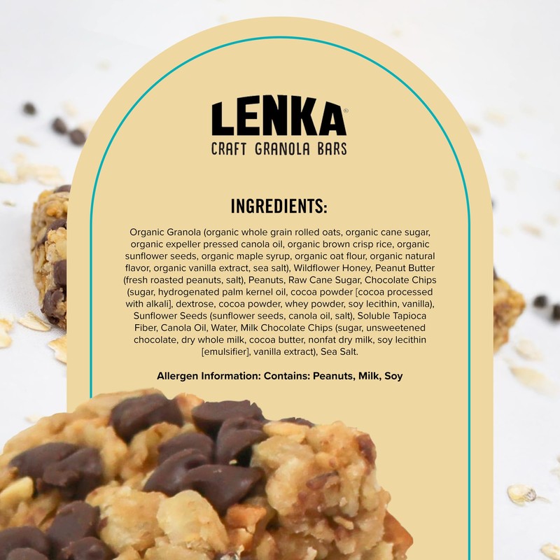 Lenka Bars - Peanut Butter & Chocolate Snack Bars, Gluten