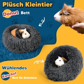 ONEJU Plush Guinea Pig Bed, Plush Guinea Pig Doughnut Bed, Plush Guinea Pig Hideout, Rabbit Bed, Small Animal Cuddly Bed for Guinea Pigs, Ferrets and Rabbits