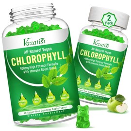Chlorophyll Gummies - Super Green 13 in 1 with Ashwagandha Vitamin C Zinc & Copper for Body Odor, Skin Energy Immune Support Deodorant for Women - 120 Count