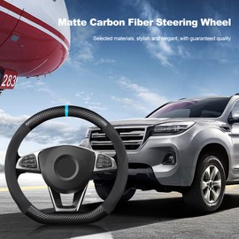 Ergocar D-Shaped Carbon Fiber & Microfiber PU Leather Steering Wheel Cover Anti-Slip Car Steering Wheel Protector Breathable Sweat Absorbent Sport for Diameter 38cm（15"）-Black Blue