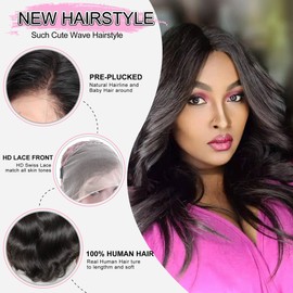 AMEILY Human Hair Wig 13x4 Boby Wave Lace Front Wigs Human Hair Pre Plucked HD Transparent Lace Frontal Wigs Human Hair Wigs 200% Density Glueless Wigs Human Hair for Women (20 inches)