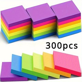 Fluorescent Sticky Notes for School & Office – Six-Color Blank Memo Pads for Homework, Reminders & Daily Notes