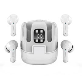 Auriculares inalámbricos Bluetooth 5.5, dos pares de auriculares estéreo de graves HIFI con cancelación de ruido, visualización LED de alimentación en los oídos, impermeables, 120 horas de