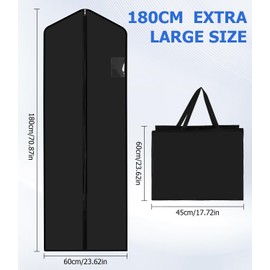 Pack of 2 Garment Bags, Wedding Dress, Garment Bag, Long 180 cm, Anti-Dust, Breathable Garment Bags, Long with Zip, Waterproof Protective Shield for Wedding Dresses, Evening Dresses, Coats, Long