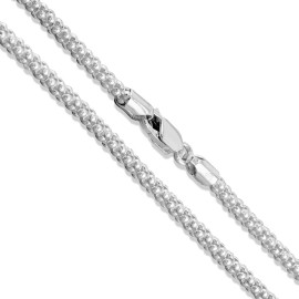 Unbranded Solid 925 Sterling Silver Italian 3mm Popcorn Chain Necklace - Made in Italy - 24''