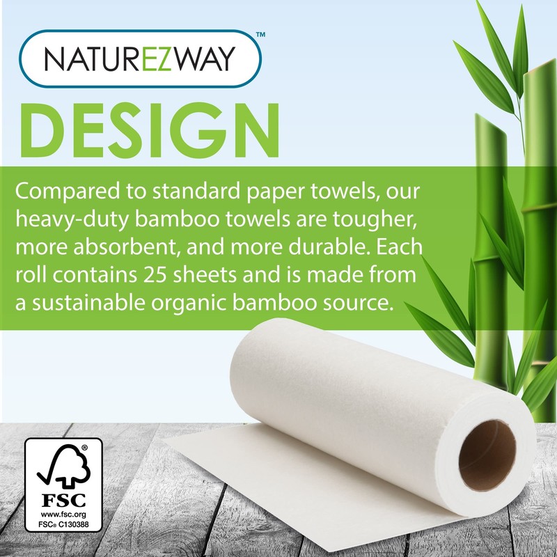 NatureZway Bamboo Perforated Towels Rayon Made from Bamboo, 25 Sheets