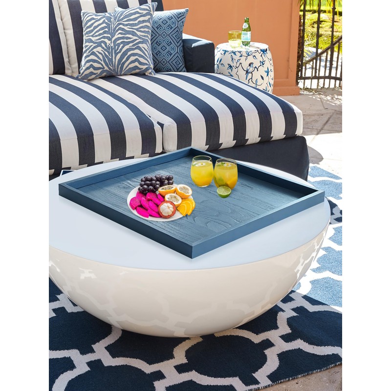 Gurfuy Square Ottoman Table Tray 24" - Rustic Wooden Serving