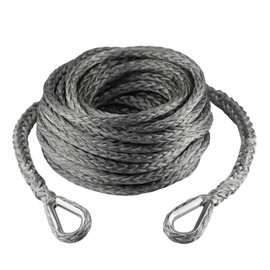 Ucreative 3/8 Inch x 50 Feet Synthetic Winch Rope Extension 26,500 Lbs for Off Road Vehicle ATV UTV SUV Gray