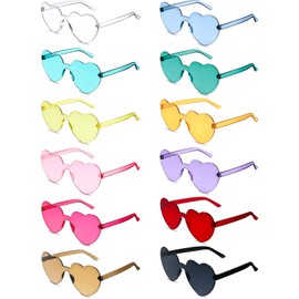 Flutesan Flutesan 42 Pairs Valentine's Day Heart Shaped Glasses Bulk Rimless Transparent Candy Frameless Sunglasses Party Favor Women(Multi Colors)