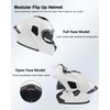 TTMiku Pearl White Motorcycle Dual Visor Flip Up Modualr Full