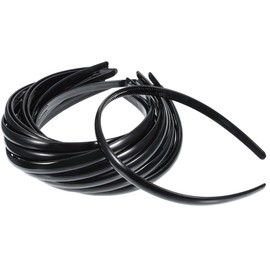 Amz Camel 40 Pcs Black Headbands - Thin Plastic Hairbands for Women, Teacher Headband DIY Accessories with Secure-Grip (Plain)