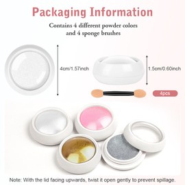 BUTBU Chrome Nail Powder, 4 Colours Pigment for Nails, Light Colour Chrome Nail Powder, Neon Glassy Ice Crome Powder, Glitter Powder, Mermaid Pigment Pearl Glitter Dust, for Nail Art Decoration