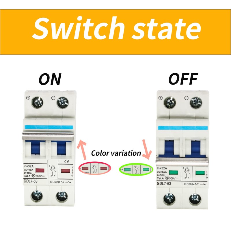 2 Pole DC Miniature Circuit Breaker, 500V 32 Amp DC