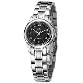 BUREI Damenuhr Analog Edelstahl Uhren Damen Silber Band wasserdichte Armbanduhr mit Datum Armbanduhr Damen Elegant Dünn