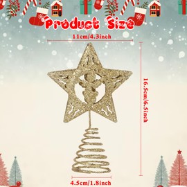 Christmas Tree Star Topper, Mini Christmas Tree Star for Xmas Decorations, Christmas Tree Ornaments Home Party Indoor Decor (Angel)