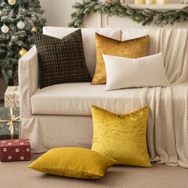 SLOZZI Set of 2 Velvet Cushion Covers, Household Decorative Cushion Cover, Soft Sofa Cushion for Sofa, Bedroom, Living Room, 30 x 50 cm, Shiny Gold