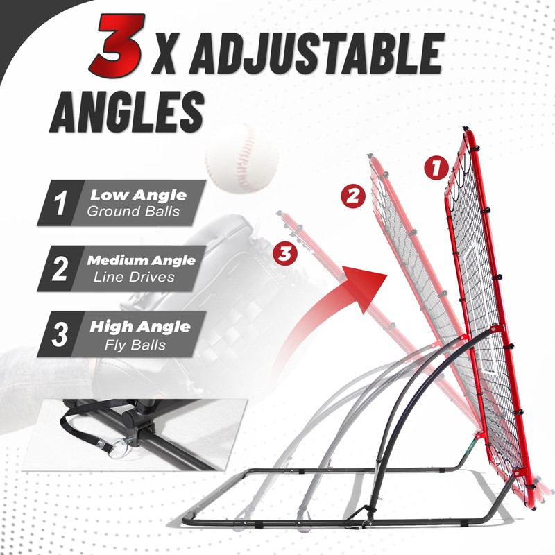 Heavy Duty Baseball Rebounder Net 4x4.5 FT Pitchback with 3