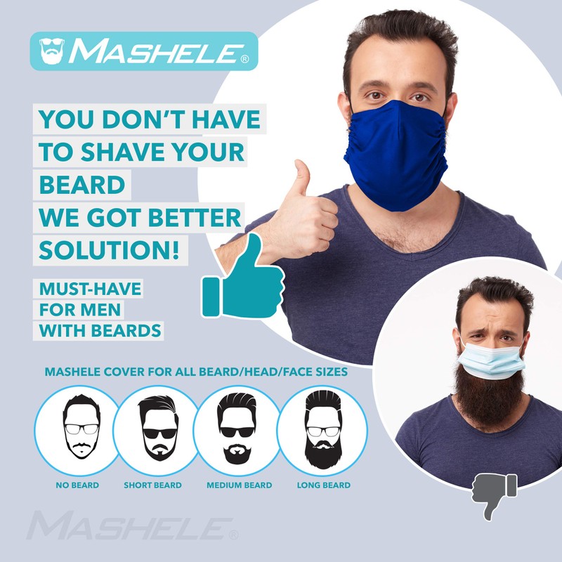 MASHELE XL Summer Face and Beard Headwear Reusable Cloth Covering
