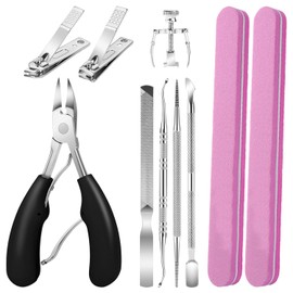 1 Set Of Manicure Tool Set, 2 Pieces Of Sponge Rub, Toenail Scissors, Stainless Steel Nail Clippers, Multi-Function Toenail Corrector.
