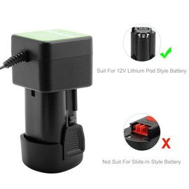 Hanaix 12V Li-ion Battery Charger for Black and Decker 12V BL1110 BL1310 BL1510 LB12 LBX12 LBXR12 Battery (NOT for Firestorm Battery and PS130 Battery Ni-MH/Ni-Cd Battery)