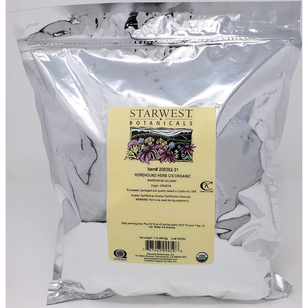 Horehound Herb Organic Cut & Sifted - Marrubium vulgare, 1 lb,(Starwest Botanicals)