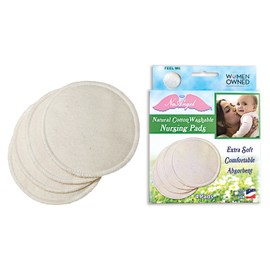 NuAngel 4 almohadillas para orejas de lactancia lavables de algodón, natural                                                                          