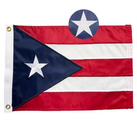 FRF FLAG Puerto Rico Boat Flag 12x18 Inch, Embroidered Boat Flags Marine 12x18 Puerto Rico, 210D Nylon Puerto Rican Boat Flag, with 2 Brass Grommets