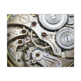 Illinois 1920 Illinois The Autocrat Pocket Watch 17 Jewels Canvas Art Exposed Gears - 14″ x 11″, Premium Gallery Wraps (1.25″)