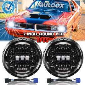 QULOOX 2X For Dodge Dart 1964-1976 DOT 7" inch Round LED Headlights Hi-Lo Sealed Beam