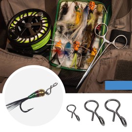 Be In Your Mind 90 Pieces Fly Fishing Snaps Stainless Steel No Knot Quick Change Fly Hooks Bait Snaps Connectors Tool
