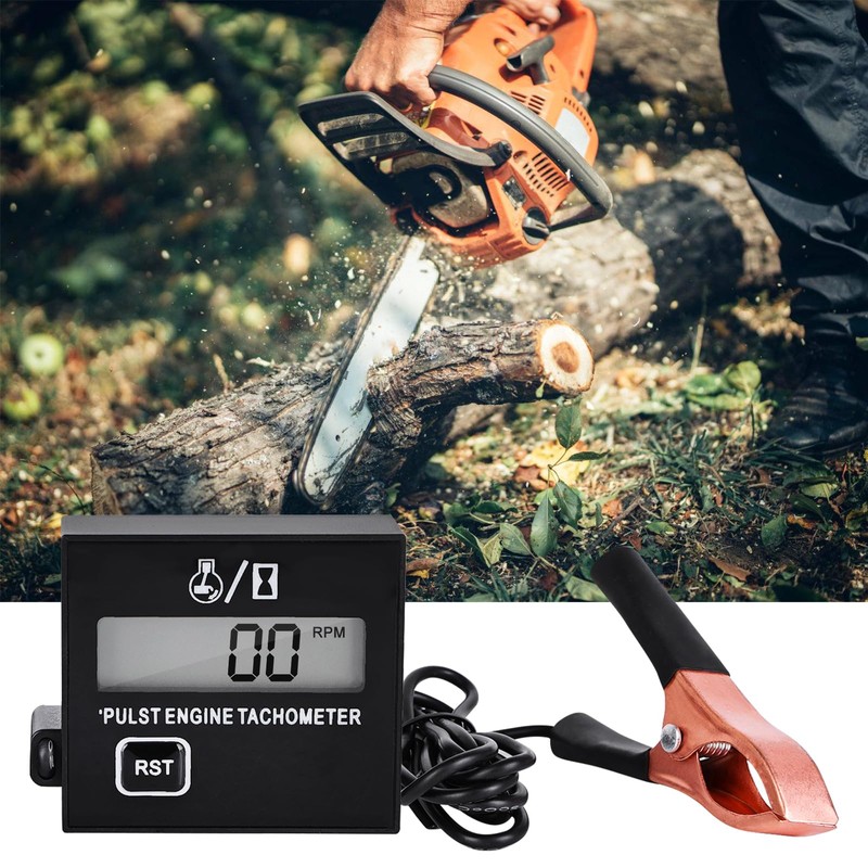 BORDEAG Digital Tachometer Inductive Tachometer: Tachometer Chainsaw with Hour Counter,