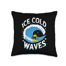 Winter Surfing Ice Cold Waves Arctic Surfer Throw Pillow
