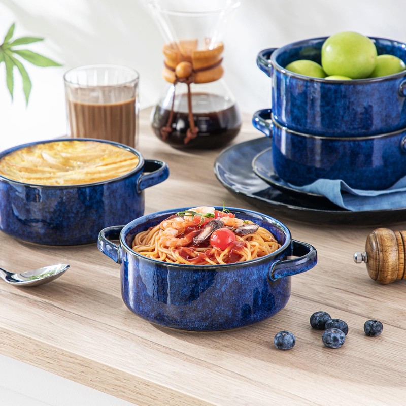vancasso Starry Soup Bowls with Handles, 30 Oz French Onion