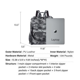 Angel Kiss Backpack Purse Women PU Leather ladies fashion shoulder bag Casual Tassel Zipper Backpacks(Black Grey)