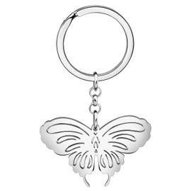 YINYA Stainless Steel Dainty Butterfly Keychain Jewelry Gifts for Women Girls Car Purse Keys Ring Accessories Party Favors (Silver Plated D)