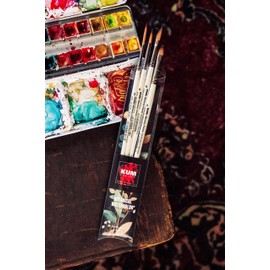 KUM - Set di pennelli da artista Botanical Watercolor, 4 pezzi