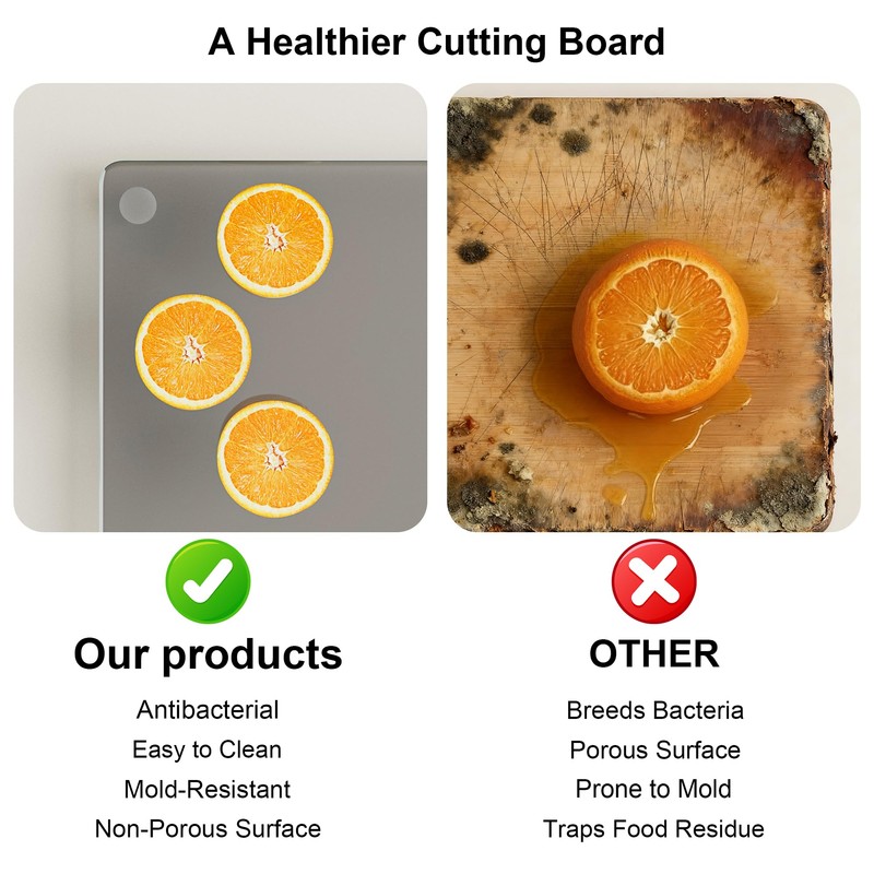 Tempered Glass Cutting Board with Lips, Clear Cutting Board, Easy
